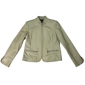 Cream Leather Jacket